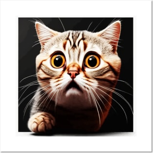 Funny Scared Cat Face, Cat Lover, Scaredy cat Posters and Art